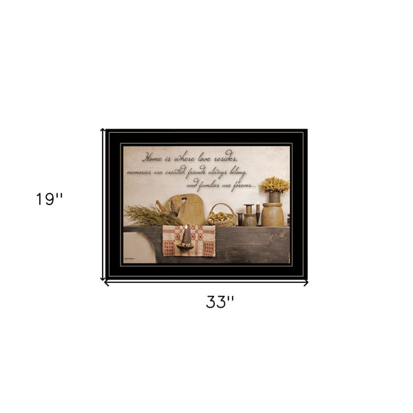 HomeRoots Home is Where Love Resides - Stylish Black Framed Print for Kitchen Wall Art & Heartfelt Décor 406724