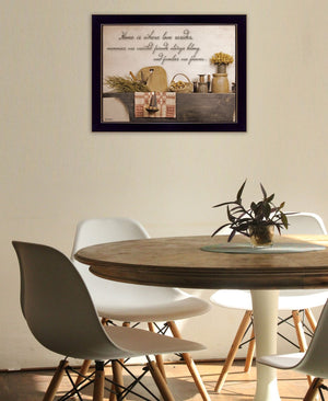 HomeRoots Home is Where Love Resides Black Framed Kitchen Wall Art - Rustic Floral Print for Cozy Spaces 406725