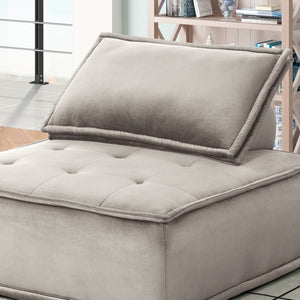 English Elm Aveline Tufted Velvet Armless Lounge Chair Modular Low Profile Accent Seating Light Gray B2749P413194