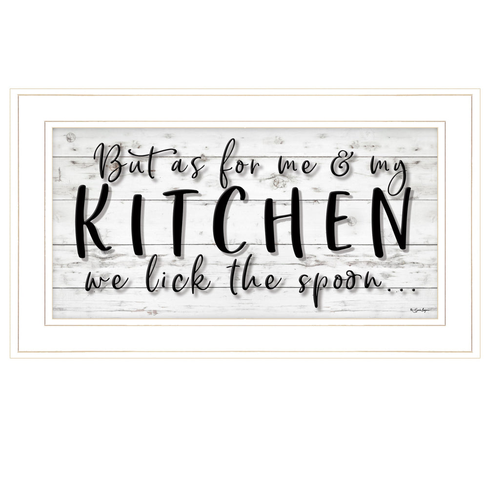 Homeroots We Lick The Spoon 1 White Framed Print Kitchen Wall Art  Wood,Paper 406759