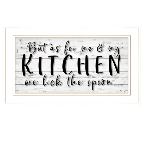 Homeroots We Lick The Spoon 1 White Framed Print Kitchen Wall Art  Wood,Paper 406759