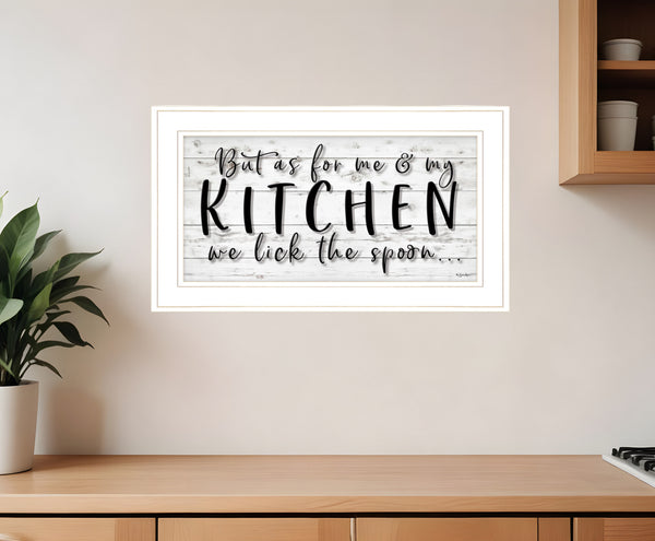 Homeroots We Lick The Spoon 1 White Framed Print Kitchen Wall Art  Wood,Paper 406759