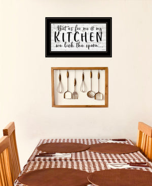 Homeroots We Lick The Spoon 2 Black Framed Print Kitchen Wall Art  Wood,Paper 406760