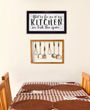 Homeroots We Lick The Spoon 3 Black Framed Print Kitchen Wall Art  Wood,Paper 406761