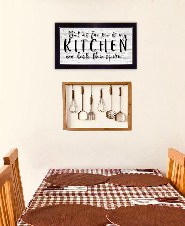 Homeroots We Lick The Spoon 3 Black Framed Print Kitchen Wall Art  Wood,Paper 406761