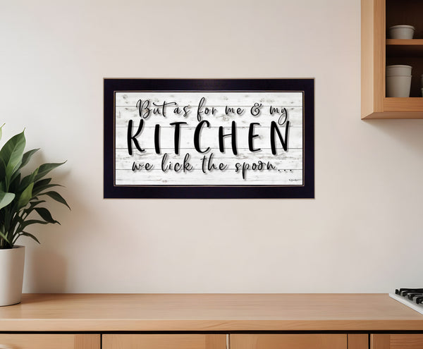 Homeroots We Lick The Spoon 3 Black Framed Print Kitchen Wall Art  Wood,Paper 406761