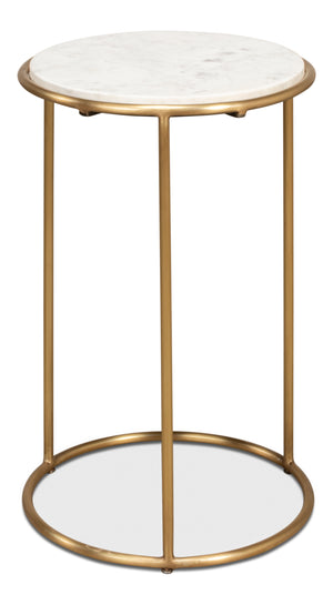 Sarreid Side Table - Elegant Brass Design With Luxurious Marble Top For Modern Home Decor And Style Gold  40677