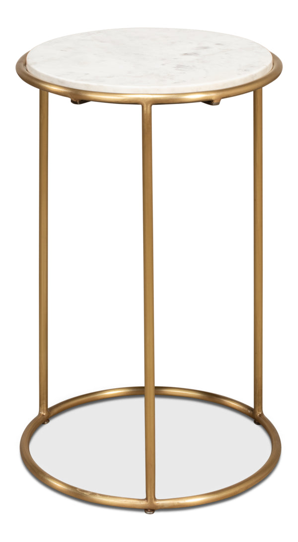Sarreid Side Table - Elegant Brass Design With Luxurious Marble Top For Modern Home Decor And Style Gold  40677
