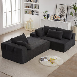 English Elm Modern Chenille Upholstered Sectional Sofa - Flexible L-Shaped Couch Set With 6 Pillows For Comfort W834S00393