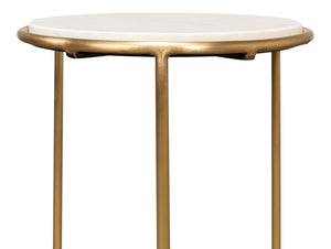Sarreid Side Table - Elegant Brass Design With Luxurious Marble Top For Modern Home Decor And Style Gold  40677