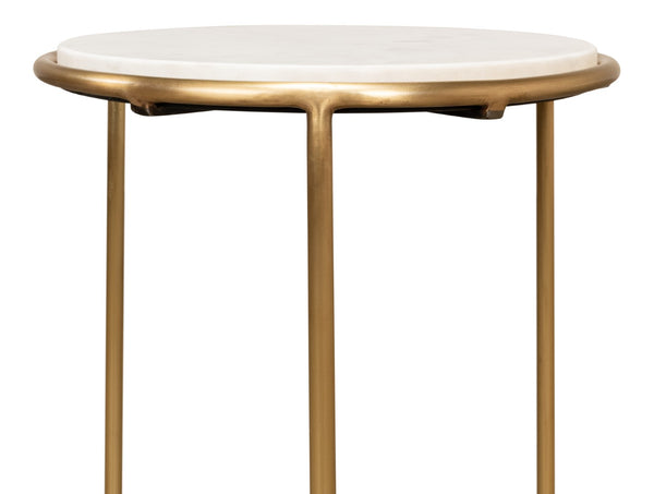 Sarreid Side Table - Elegant Brass Design With Luxurious Marble Top For Modern Home Decor And Style Gold  40677