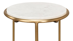 Sarreid Side Table - Elegant Brass Design With Luxurious Marble Top For Modern Home Decor And Style Gold  40677