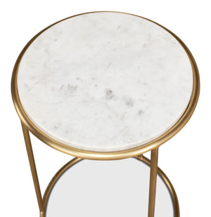 Sarreid Side Table - Elegant Brass Design With Luxurious Marble Top For Modern Home Decor And Style Gold  40677