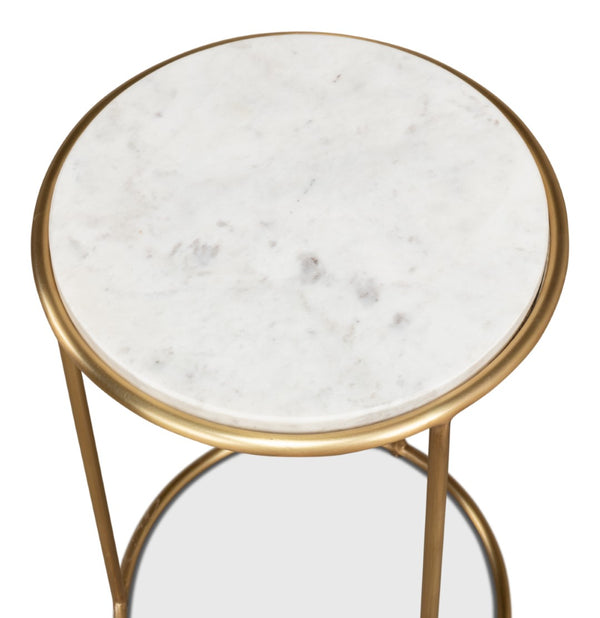 Sarreid Side Table - Elegant Brass Design With Luxurious Marble Top For Modern Home Decor And Style Gold  40677