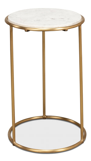 Sarreid Side Table - Elegant Brass Design With Luxurious Marble Top For Modern Home Decor And Style Gold  40677