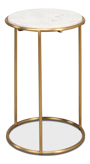 Sarreid Side Table - Elegant Brass Design With Luxurious Marble Top For Modern Home Decor And Style Gold  40677