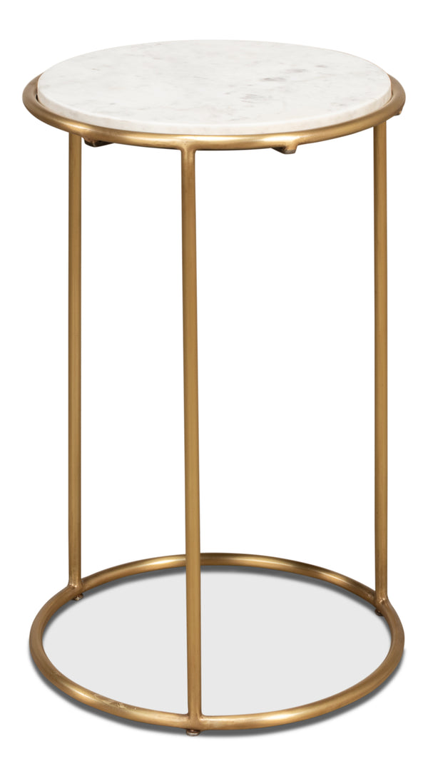 Sarreid Side Table - Elegant Brass Design With Luxurious Marble Top For Modern Home Decor And Style Gold  40677