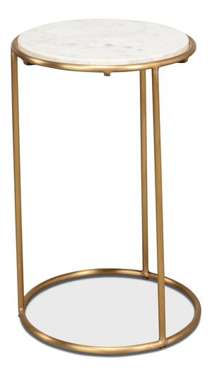 Sarreid Side Table - Elegant Brass Design With Luxurious Marble Top For Modern Home Decor And Style Gold  40677