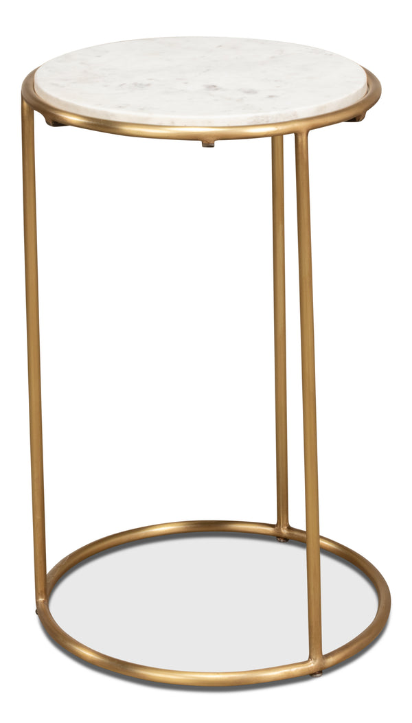 Sarreid Side Table - Elegant Brass Design With Luxurious Marble Top For Modern Home Decor And Style Gold  40677