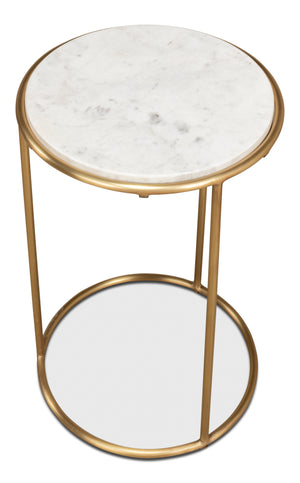 Sarreid Side Table - Elegant Brass Design With Luxurious Marble Top For Modern Home Decor And Style Gold  40677