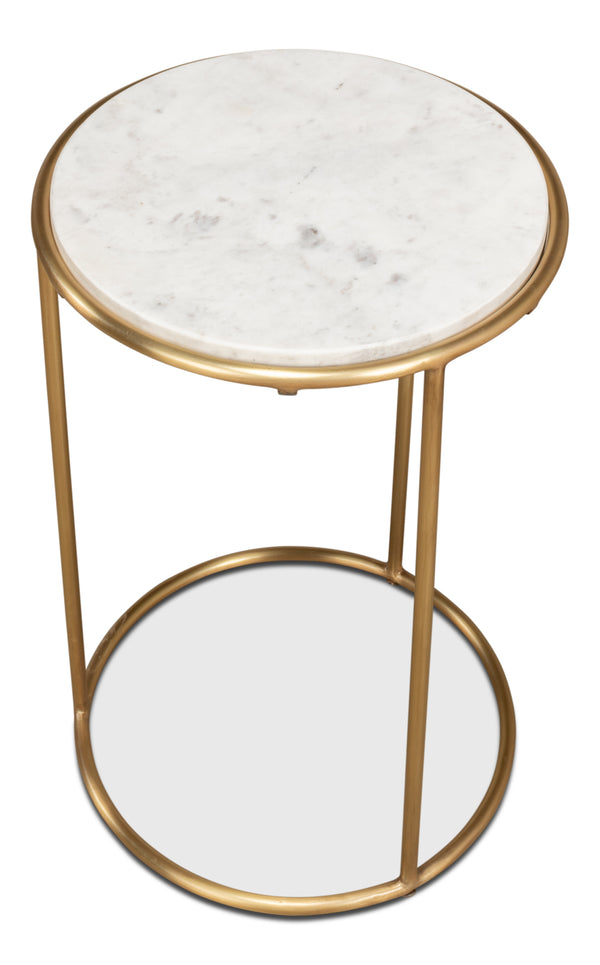 Sarreid Side Table - Elegant Brass Design With Luxurious Marble Top For Modern Home Decor And Style Gold  40677