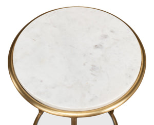 Sarreid Side Table - Elegant Brass Design With Luxurious Marble Top For Modern Home Decor And Style Gold  40677