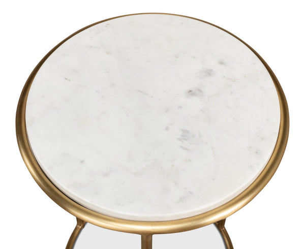 Sarreid Side Table - Elegant Brass Design With Luxurious Marble Top For Modern Home Decor And Style Gold  40677