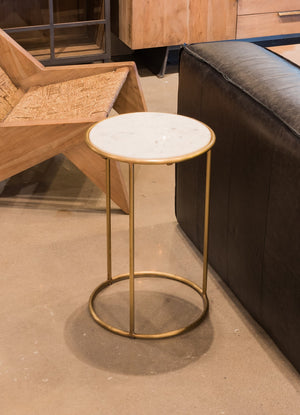 Sarreid Side Table - Elegant Brass Design With Luxurious Marble Top For Modern Home Decor And Style Gold  40677