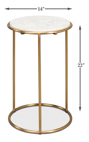 Sarreid Side Table - Elegant Brass Design With Luxurious Marble Top For Modern Home Decor And Style Gold  40677