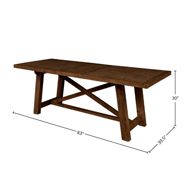 Alpine Furniture Newberry Rectangular Dining Table With Removable 20" Leaf, Rustic Acacia Wood, Farmhouse Elegance Medium Brown 4068-01