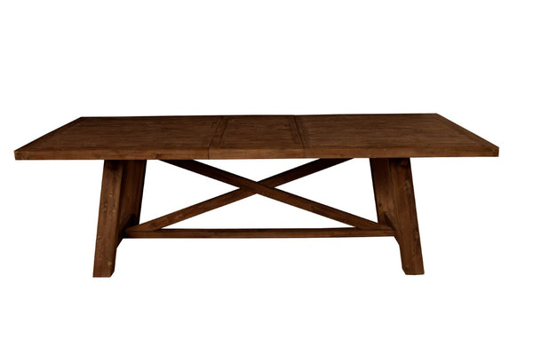 Alpine Furniture Newberry Rectangular Dining Table With Removable 20" Leaf, Rustic Acacia Wood, Farmhouse Elegance Medium Brown 4068-01
