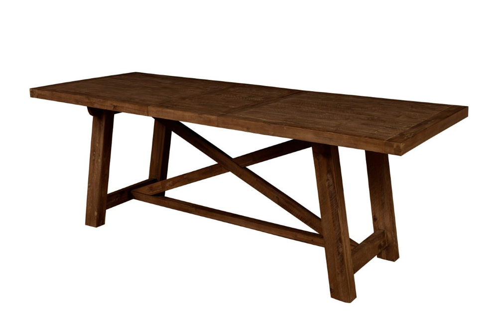 Alpine Furniture Newberry Rectangular Dining Table With Removable 20" Leaf, Rustic Acacia Wood, Farmhouse Elegance Medium Brown 4068-01