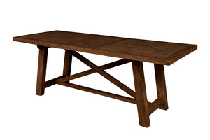 Alpine Furniture Newberry Rectangular Dining Table With Removable 20" Leaf, Rustic Acacia Wood, Farmhouse Elegance Medium Brown 4068-01