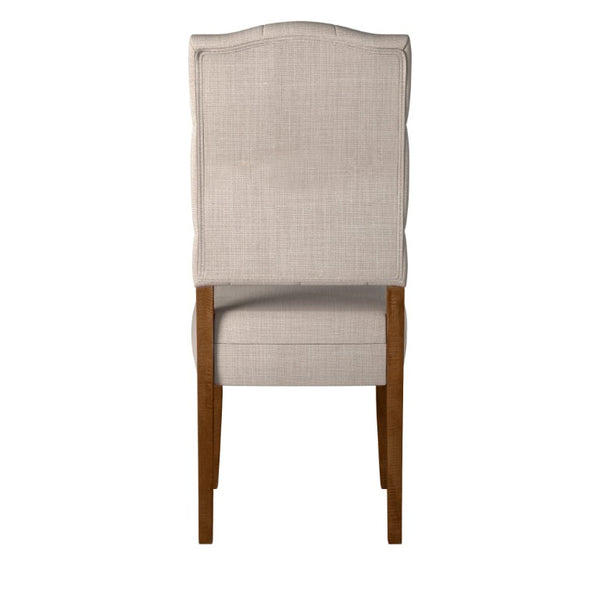 Alpine Furniture Newberry Parson Side Chairs Set Of 2-Inches Medium Brown Upholstery With Tufted Back & Acacia Legs - Rustic Elegance For Dining (100) 4068-02