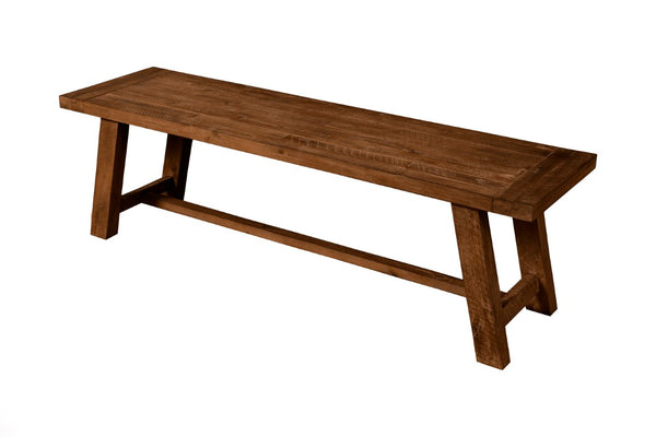 Alpine Furniture Newberry Rustic Acacia Bench 60" Medium Brown Distressed Finish – Durable, Sustainable Seating For 2-3 4068-03