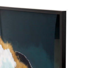 Sunpan MIND Over Matter - Luxe 40"x60" Black Framed Art with Gold Leaf & Teal Background for Modern Decor A0398