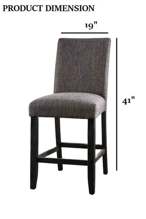 English Elm Gray Rustic 2pc Counter Height Chairs with Padded Fabric Seat & Back, Space-Saving Dining Comfort B2741P409554