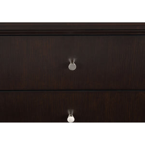 English Elm Niguel Rich Brown 5-Drawer Chest with Silver Knobs & Tapered Legs — Contemporary Bedroom Storage B062P354067