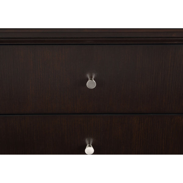 English Elm Niguel Rich Brown 5-Drawer Chest with Silver Knobs & Tapered Legs — Contemporary Bedroom Storage B062P354067