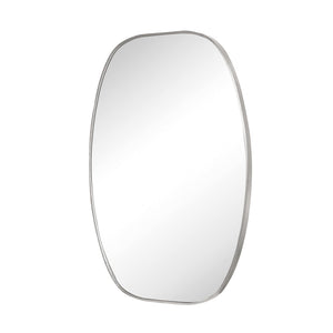 English Elm 24x36 Matte Metal Framed Oval Wall Mirror with Hd Glass for Bath or Entryway Silver W2203P474696