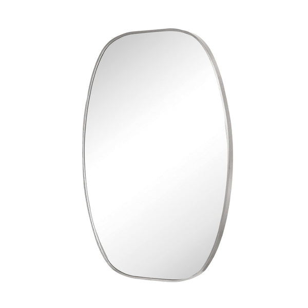 English Elm 24x36 Matte Metal Framed Oval Wall Mirror with Hd Glass for Bath or Entryway Silver W2203P474696