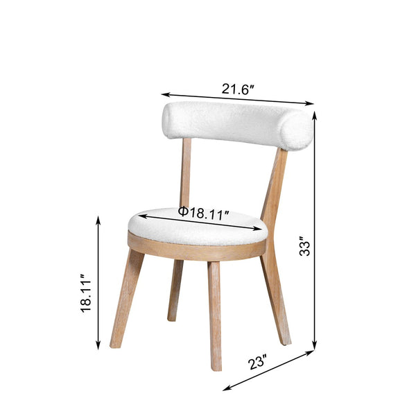 English Elm Set Of 2 Modern Upholstered Dining Chairs - Beige Fabric, Rubberwood Frame, Stylish & Durable Design N842P315190N-GIGA