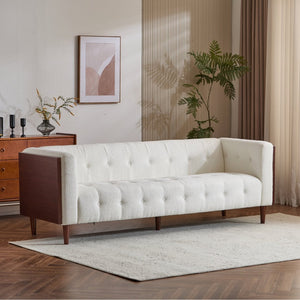 English Elm 3-seater Button Tufted Waffle Stitch Sofa Solid Hardwood Frame Mid Century Living Room N771P243854M_N771P243867M