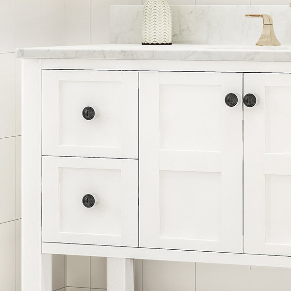 English Elm Christopher Knight Home® - 48'' White Acacia Cabinet Vanity 48" Single Sink 4 Soft-Close Drawers Bottom Shelf Easy Plumbing Access 65598.00WHI
