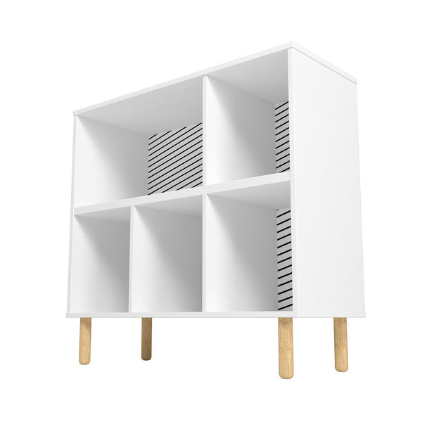 Manhattan Comfort Essex Mid-Century Modern Bookcase White and Zebra 406AMC176