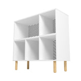 Manhattan Comfort Essex Mid-Century Modern Bookcase White and Zebra 406AMC176