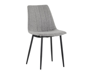 Sunpan Drew Dining Chair Set of 2 - Mid-Century Modern Design with Channel Tufting for Compact Spaces Black / Light Grey