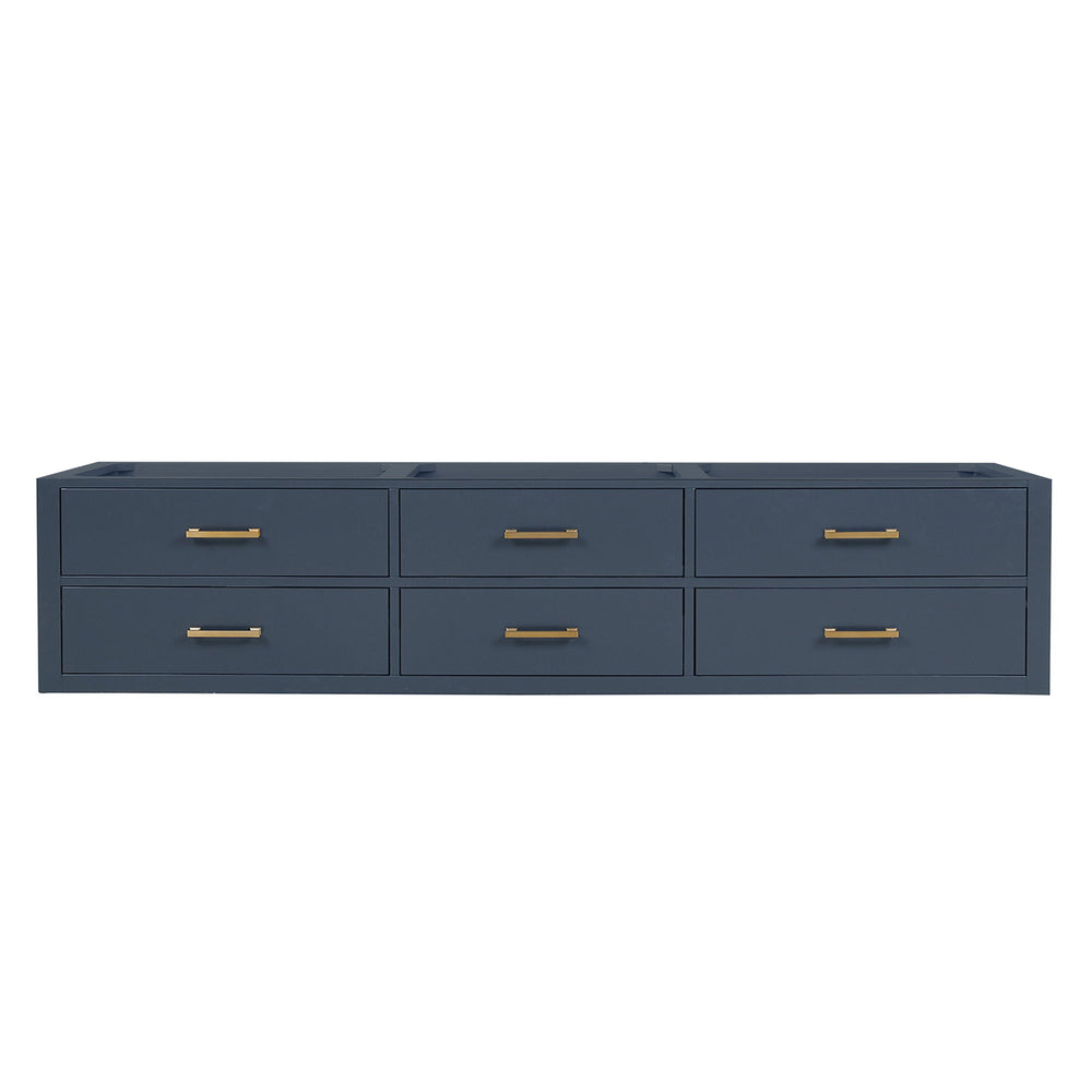 English Elm Blue Midcentury Double Bath Vanity 84" W x 22" D - Wood, Soft-Close Drawers, Fully Assembled B2731P258145