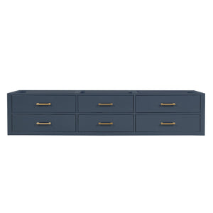 English Elm Blue Midcentury Double Bath Vanity 84" W x 22" D - Wood, Soft-Close Drawers, Fully Assembled B2731P258145