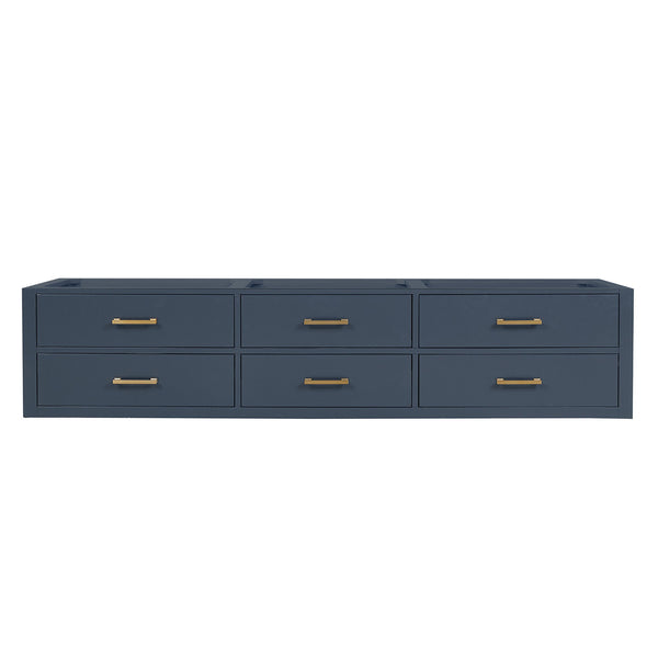 English Elm Blue Midcentury Double Bath Vanity 84" W x 22" D - Wood, Soft-Close Drawers, Fully Assembled B2731P258145
